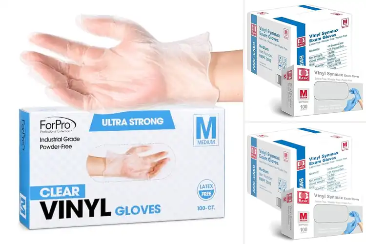 Detailed view of Best Medium Vinyl Gloves